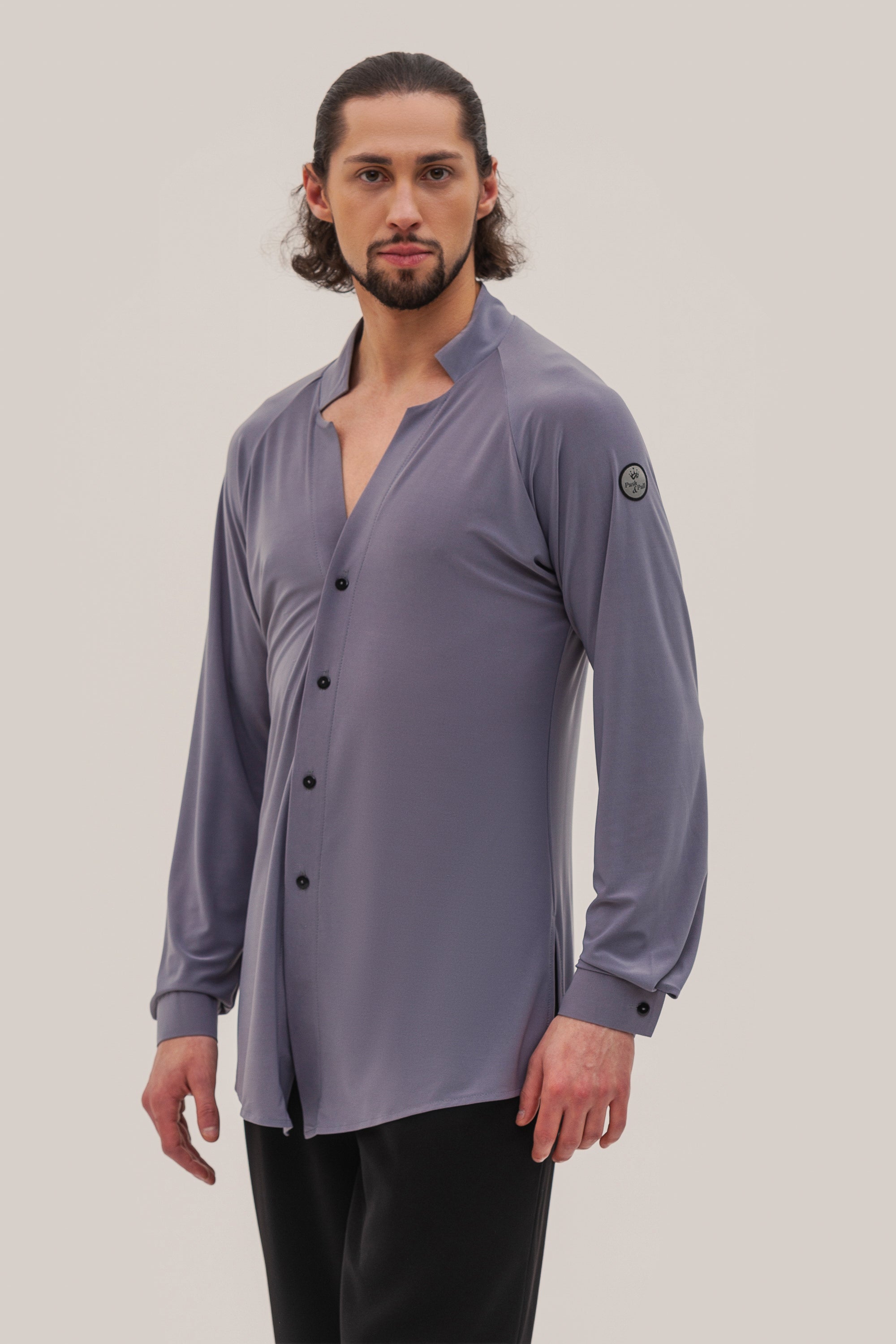 latin dress shirt UDANCE Men's Clothing Professional Latin Dance Shirt Practice Wear  Breathable Performance Stand Collar Long-Sleeve Shirt for Men A49