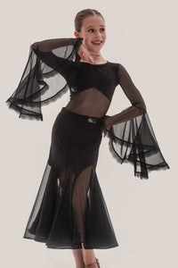 Body z Koronkowymi Rękawami - Black / 128