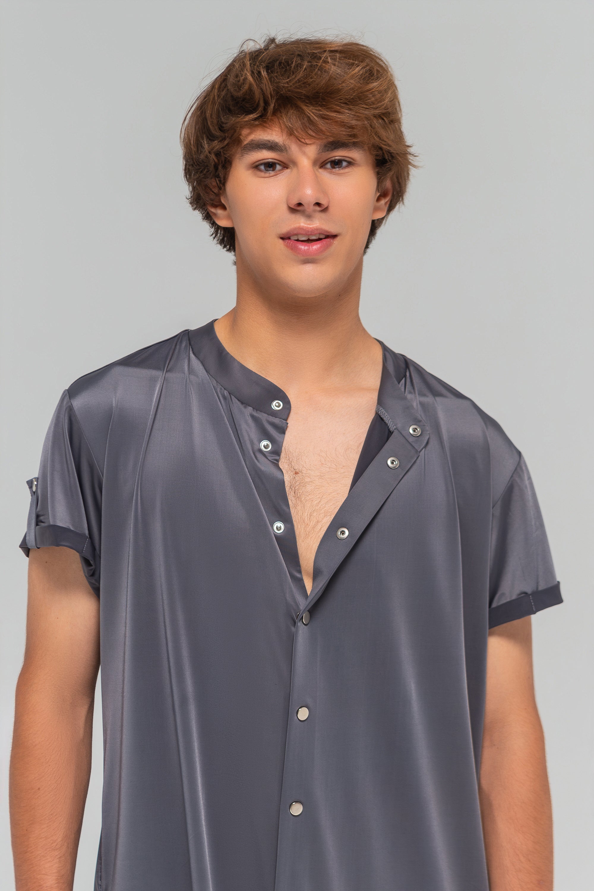Men's Latin T-Shirt with Snap Buttons