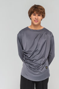 Men's Long sleeve with Draped Front - White / XS