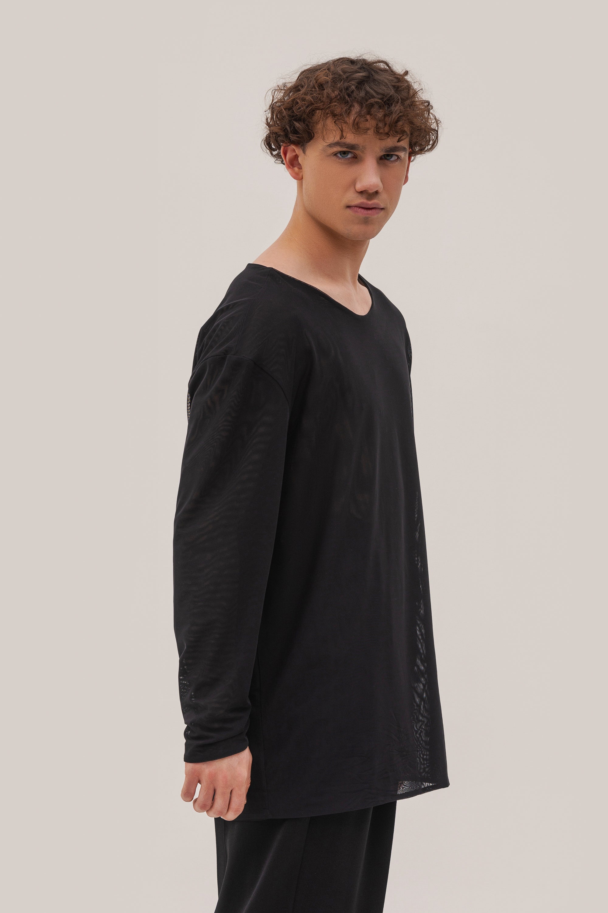 Double Mesh Long Sleeve Top