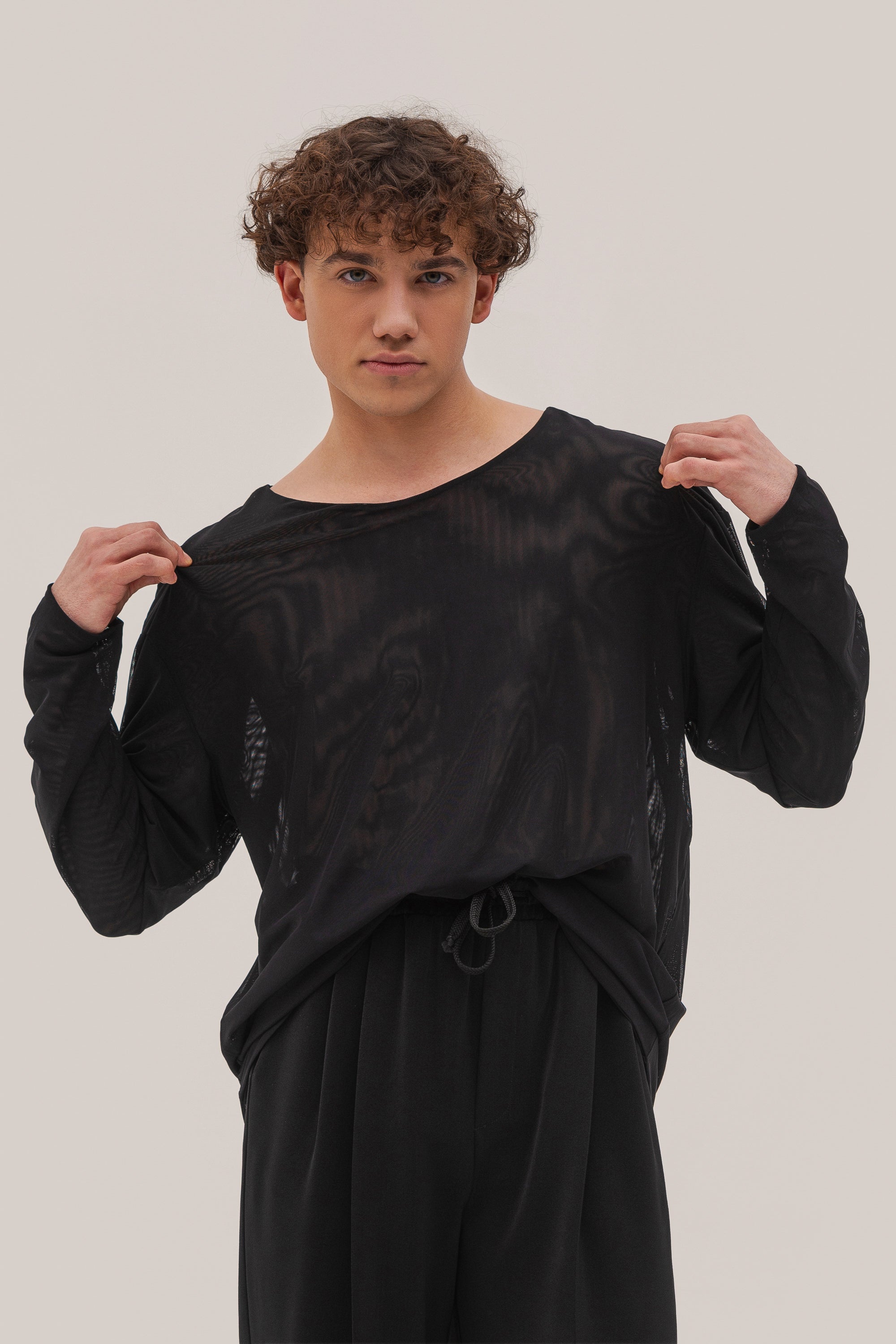 Double Mesh Long Sleeve Top