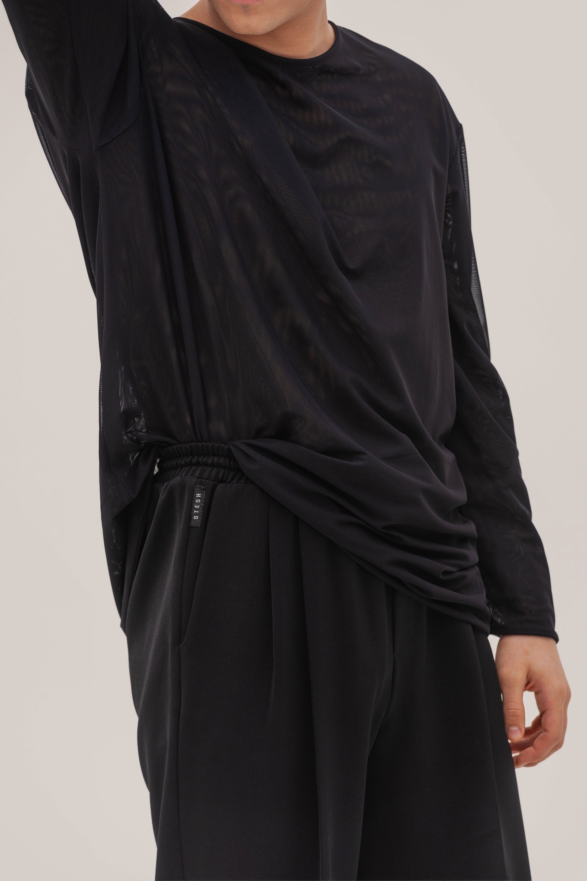 Double Mesh Long Sleeve Top