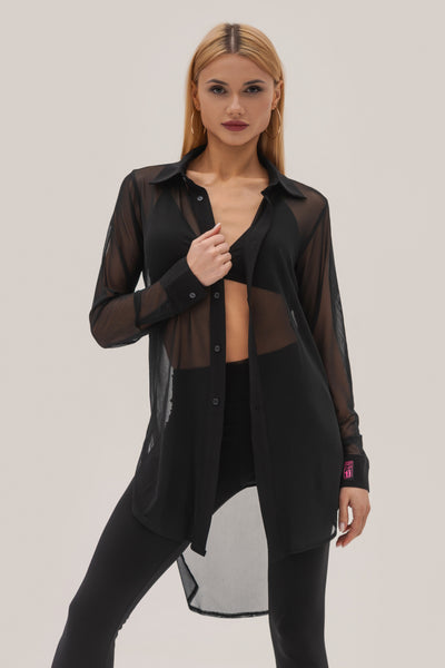 Elara Mesh Shirt Dress