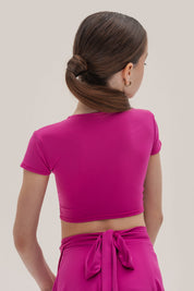 Girls Drawstring Ruched Crop Top