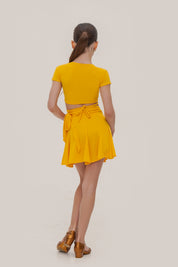 Girls Drawstring Ruched Crop Top