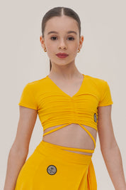 Girls Drawstring Ruched Crop Top