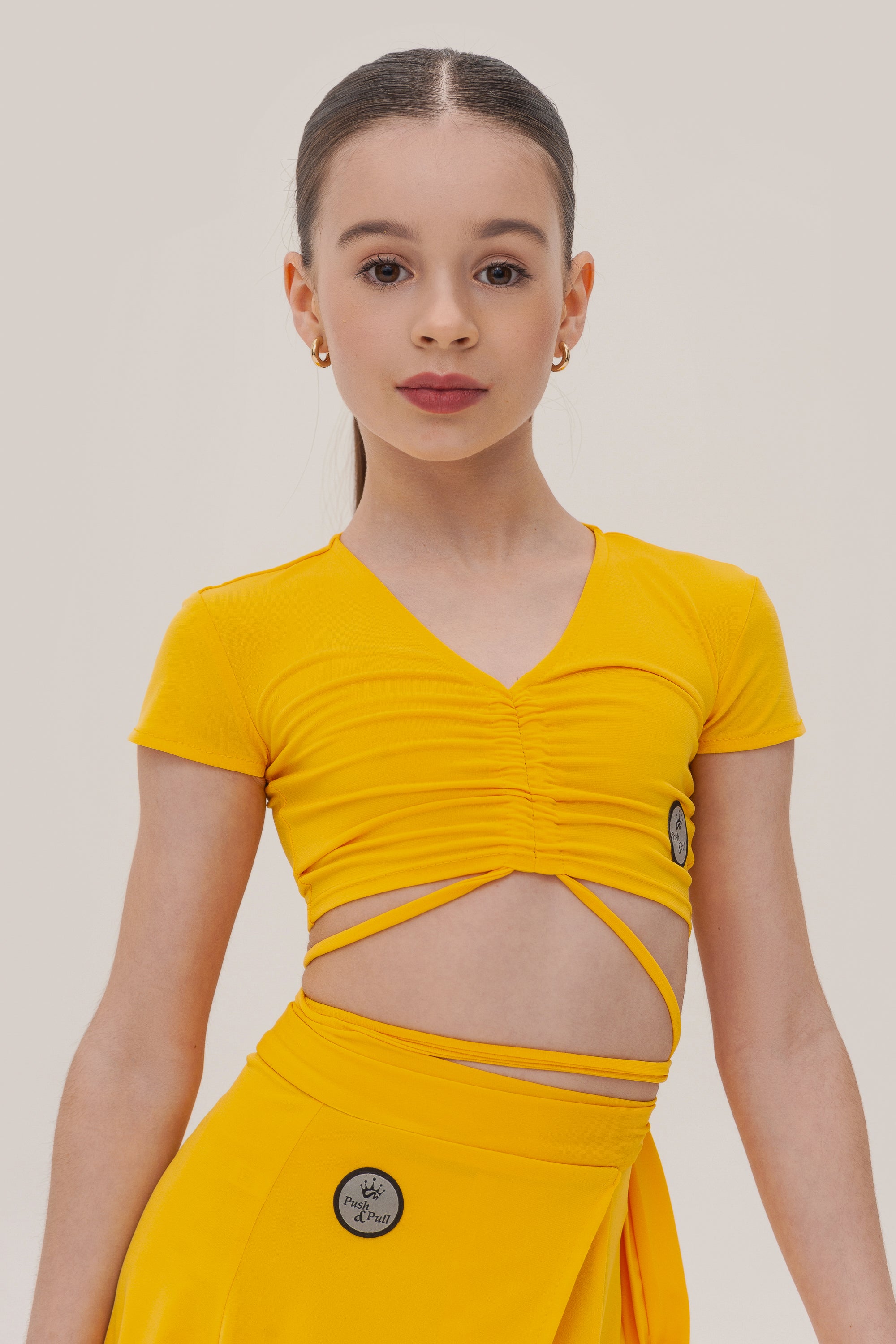 Girls Drawstring Ruched Crop Top