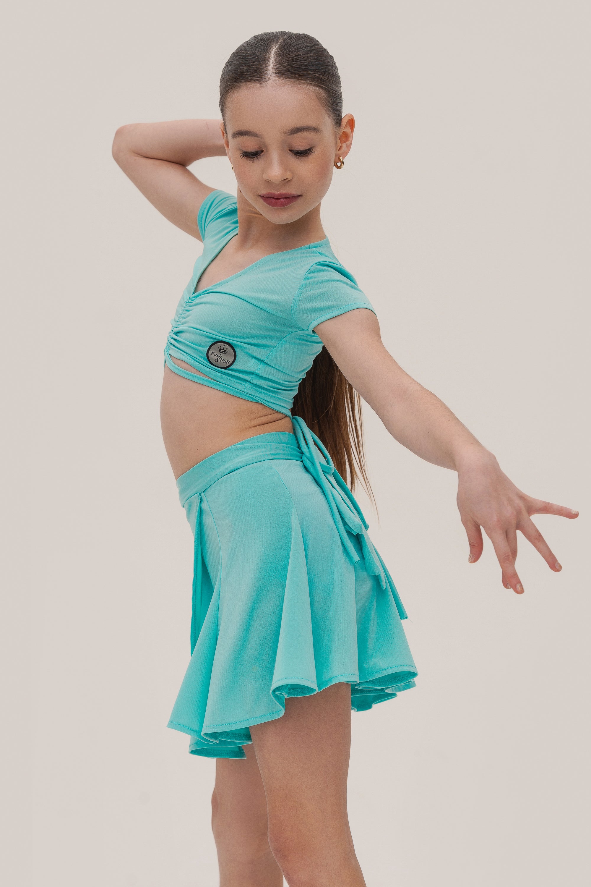 Girls Drawstring Ruched Crop Top