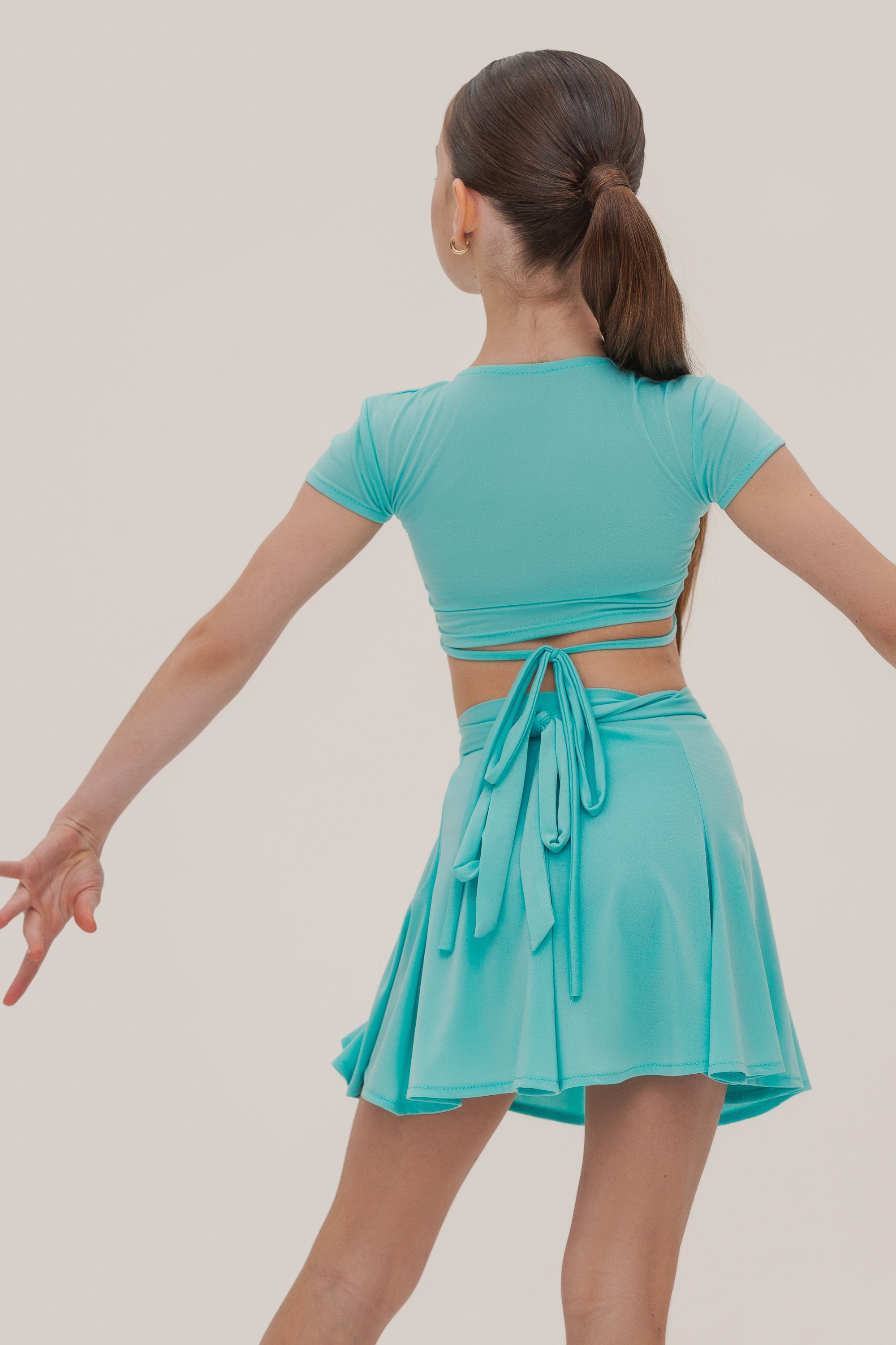Girls Drawstring Ruched Crop Top
