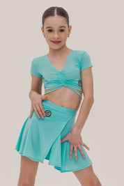 Girls Drawstring Ruched Crop Top