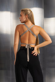 High-Waist Bow Ankle Trousers