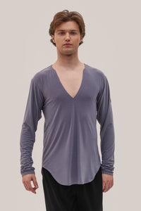 V-Neck Long sleeve - White / XS