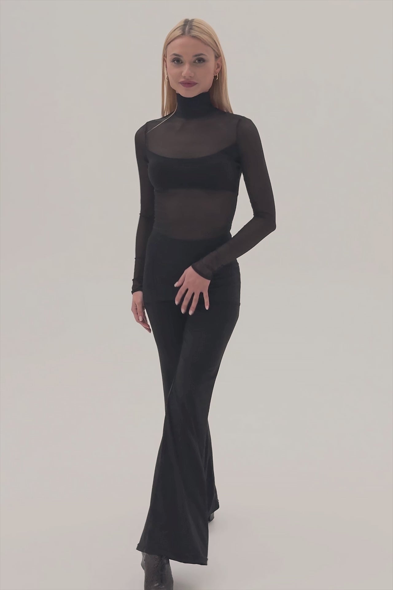 Sheer Turtleneck Top